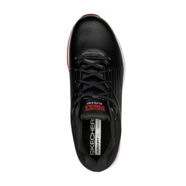 SKECHERS Men's Elite 5 GF MD Spikeless Golf Shoes - Black/Red - Image 2