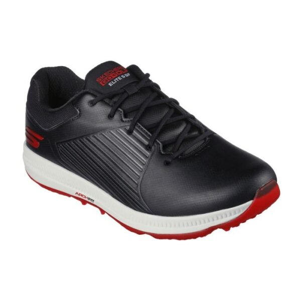 SKECHERS Men's Elite 5 GF MD Spikeless Golf Shoes - Black/Red - Image 5