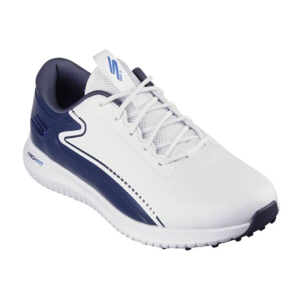 SKECHERS Men's Max 3 MD Spikeless Golf Shoes - White/Navy - Image 3