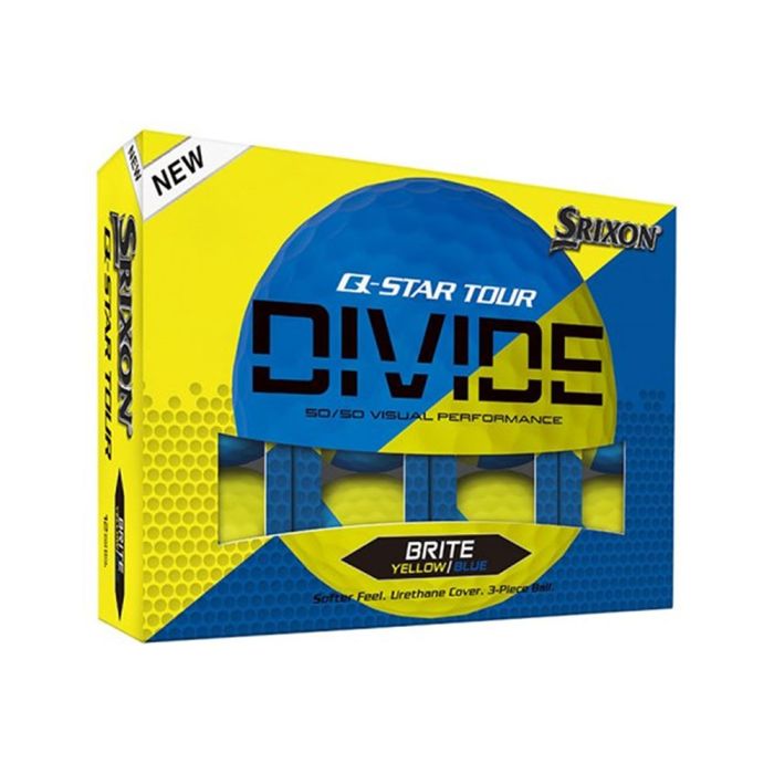 yellow-blue_6 Srixon Q-Star Tour Divide Golf Balls - Yellow/Blue - Image 1