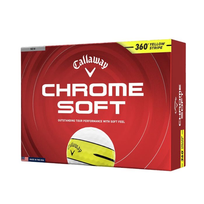 6421263128327_3 Callaway Chrome Soft 360 Yellow Stripe Golf Balls - White - Image 1