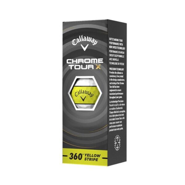 Callaway Chrome Tour X 360 Yellow Stripe Golf Balls - White - Image 5