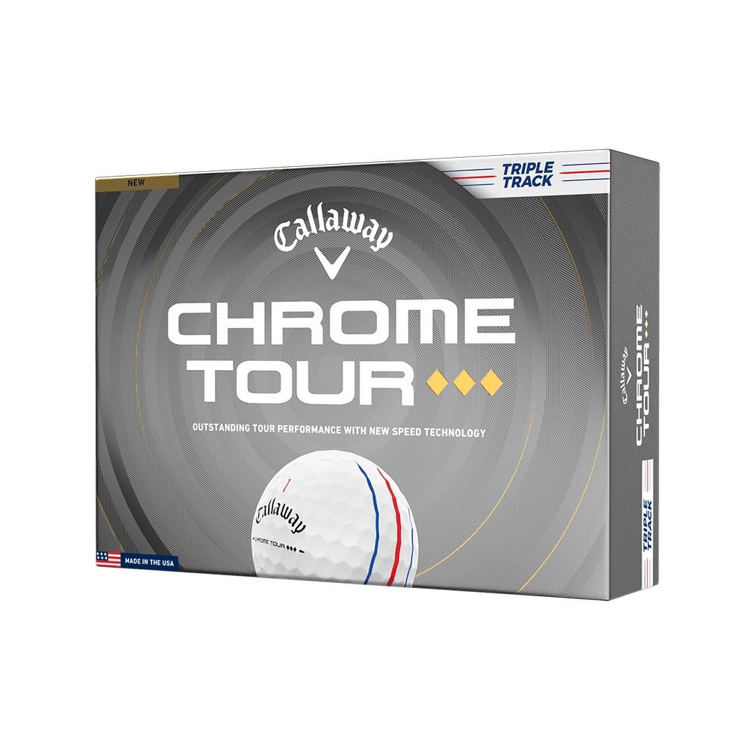 64331631280_1 Callaway Chrome Tour TD Triple Track Golf Balls - White - Image 1