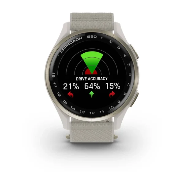Garmin Approach® S50 Cream Gold Aluminium Bezel with Ivory ComfortFit Nylon Band - Image 2