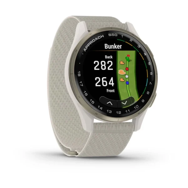 Garmin Approach® S50 Cream Gold Aluminium Bezel with Ivory ComfortFit Nylon Band - Image 3