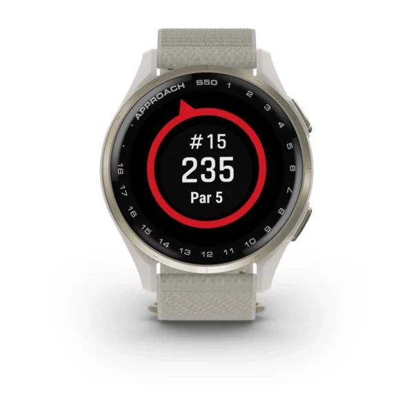 Garmin Approach® S50 Cream Gold Aluminium Bezel with Ivory ComfortFit Nylon Band - Image 4